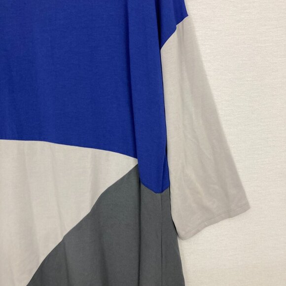 By JJ Blue Gray Color Block Ultra Soft Stretch Asymmetric Artsy Tunic XL - Picture 9 of 10